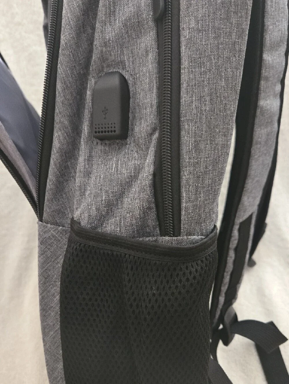 Gray Laptop Backpack with USB Charging Port